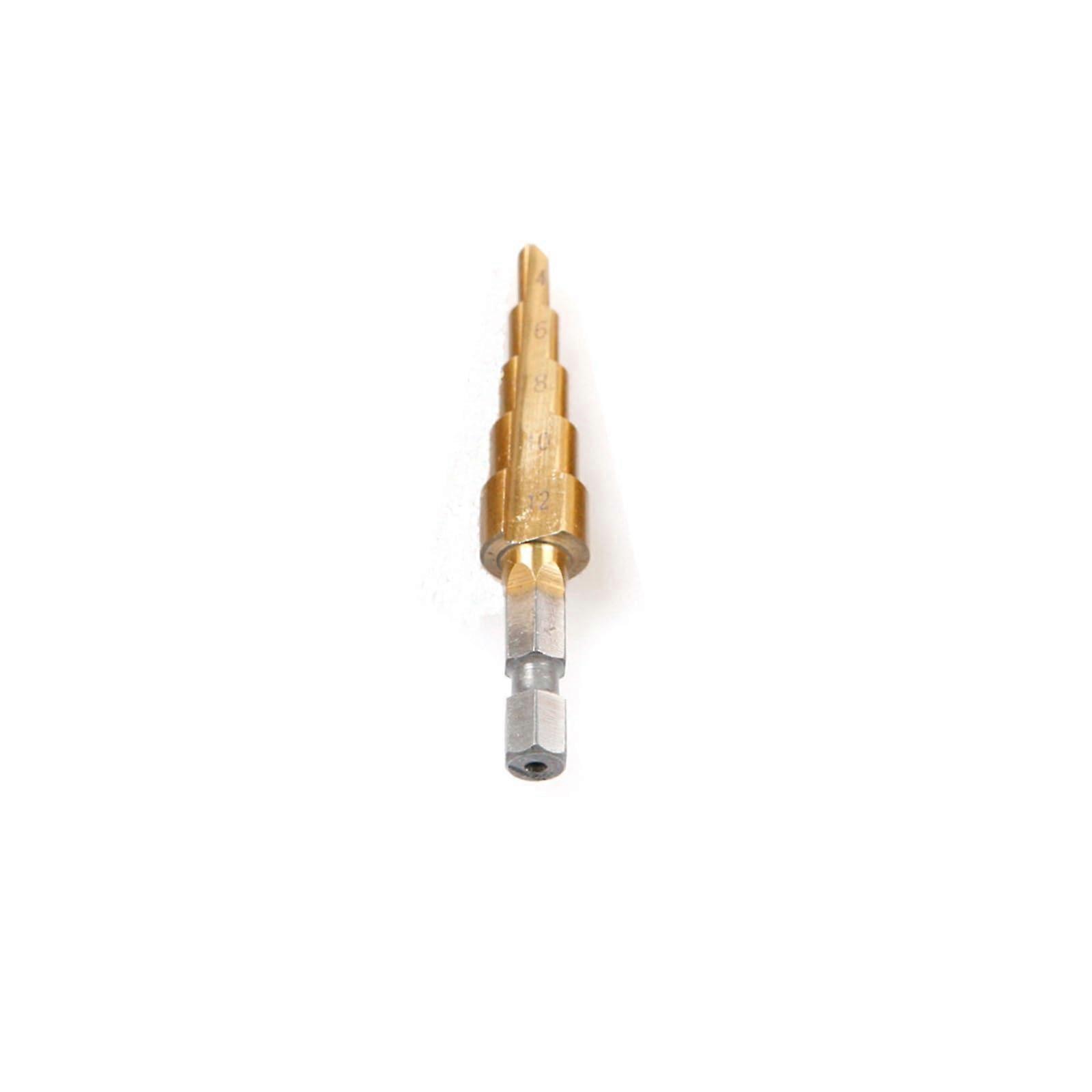 4-12 mm Step Cone Drill Bit Titanium Coated HSS Twist Drill with 5 Steps Straight Flute for Metal and Wood