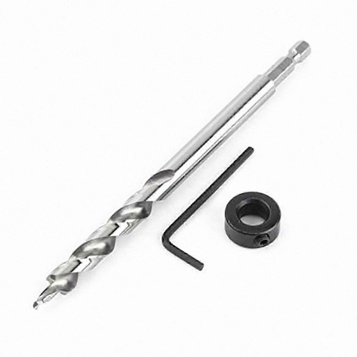 3/8 Inch Lip and Spur Point Drill Bit with Adjustable Depth Stop for Woodworking, High-Speed Steel