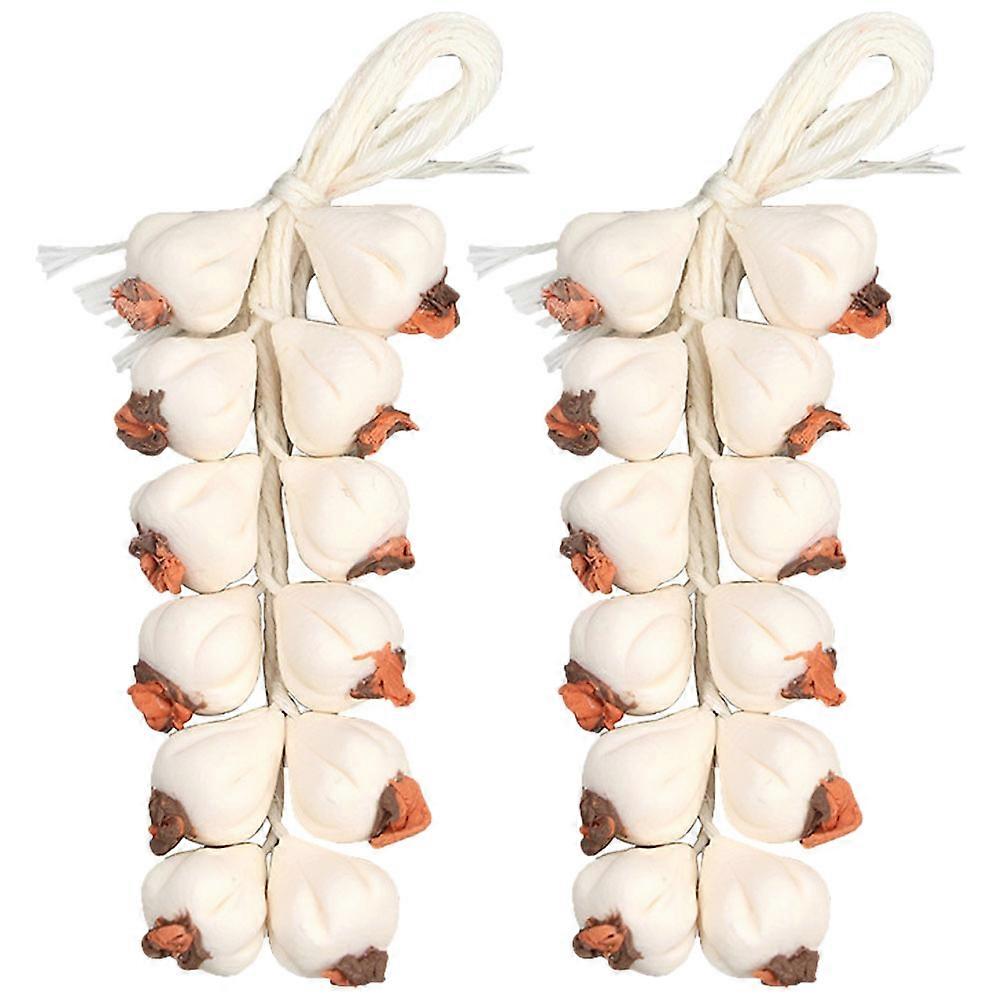 2 strings of Miniature Garlic Models Realistic Garlic Handmade Small Garlic Decors