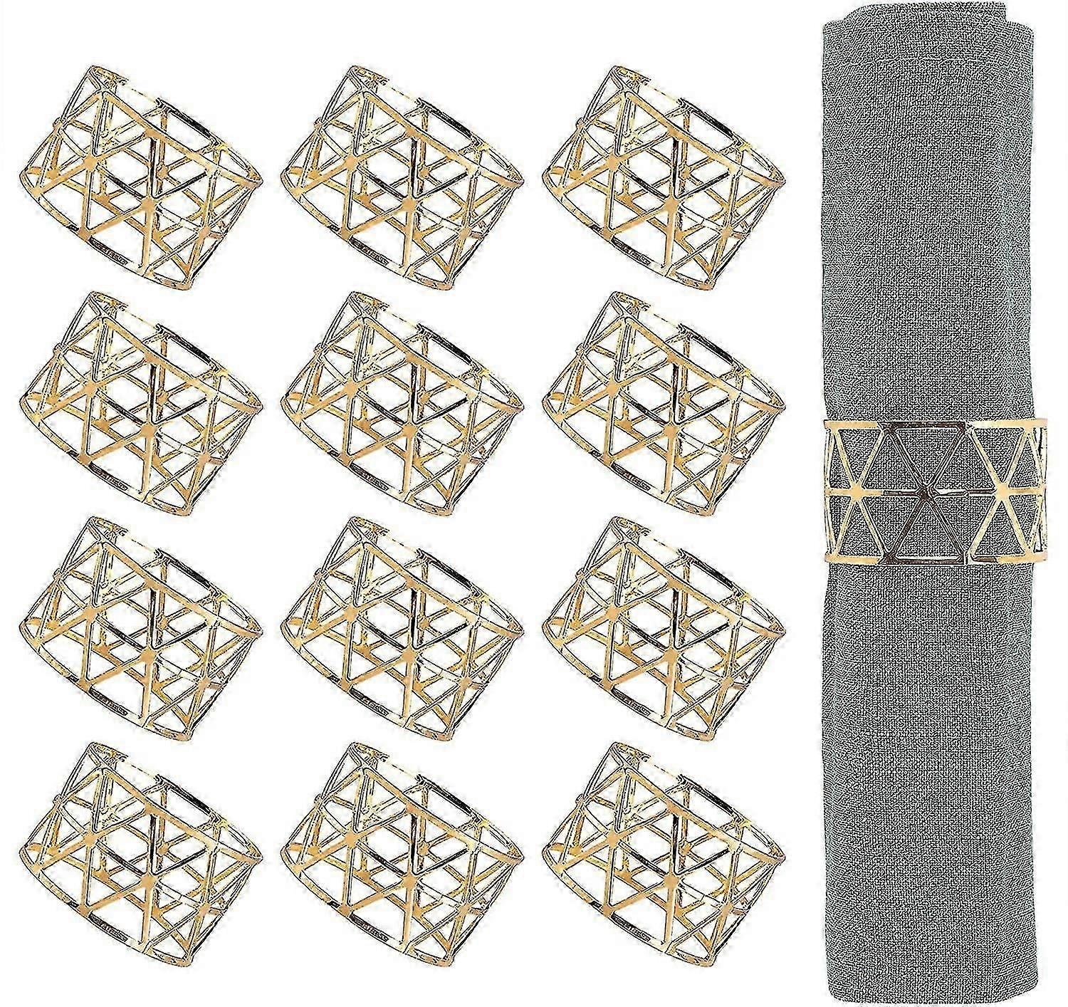 12PCSゴールドナプキンリング、ナプキンリングホルダー対応ダイニング、誕生日、クリスマス、キャンドルライトディナー、休日、テーブルセッティングのパーティー、テーブルデコレーション