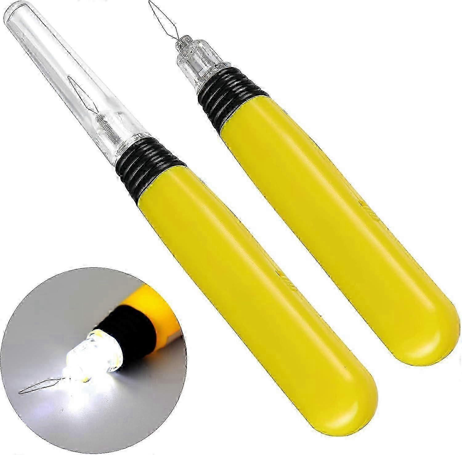 2 LED Needle Threaders with Batteries - Illuminated Sewing Accessories for Easy Threading in Low Light