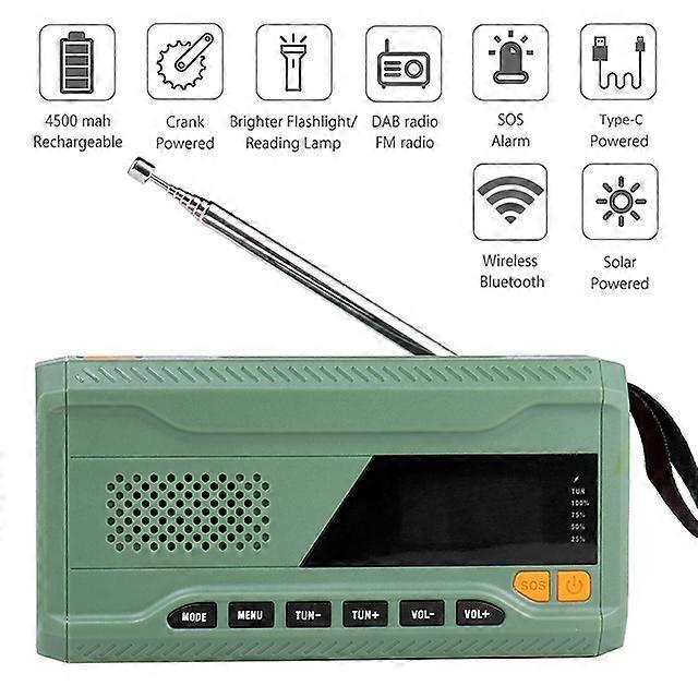 Luxora Emergency Weather Radio Emergency Powerk USB Charging SOS Alarm 1.7 Inch LCD Screen DAB Bluetooth-compatible Flashlight