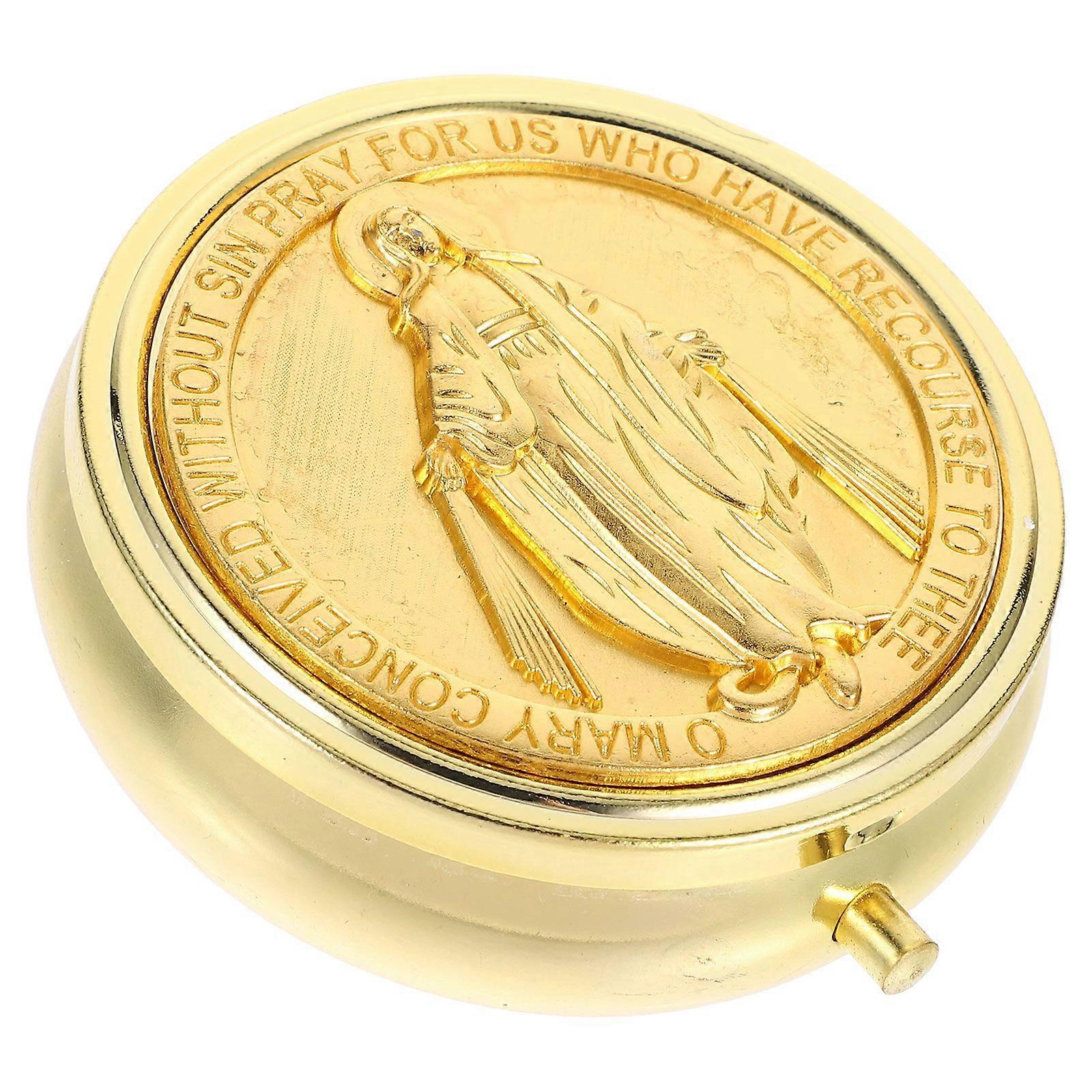 Rosaries Beads Box Vintage Rosaries Box Keepsake Jewelry Storage Container Holy Metal Keepsake Box Rosary Case Alloy Holy Container Trinket Box