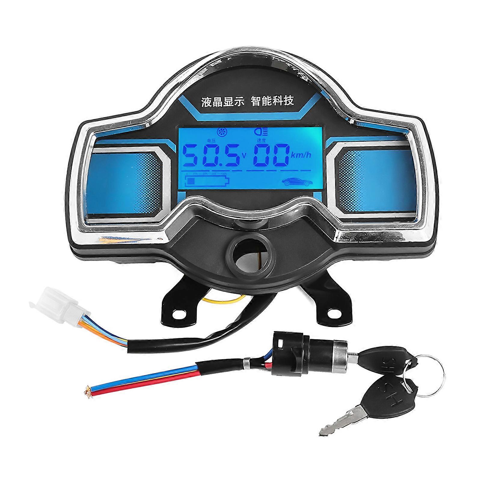 Universal 48V 60V 72V Electric Tricycle LCD Meter Waterproof Display with Speed Battery Mileage Monitoring for Bike Multicolor