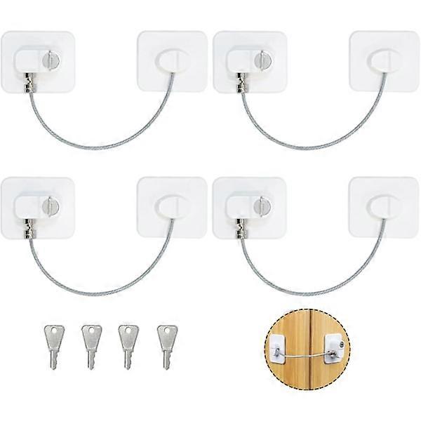 Set of 4 Childproof Window Locks, White Childproof Door Locks with 4 Keys, Childproof Window Locks with Strong