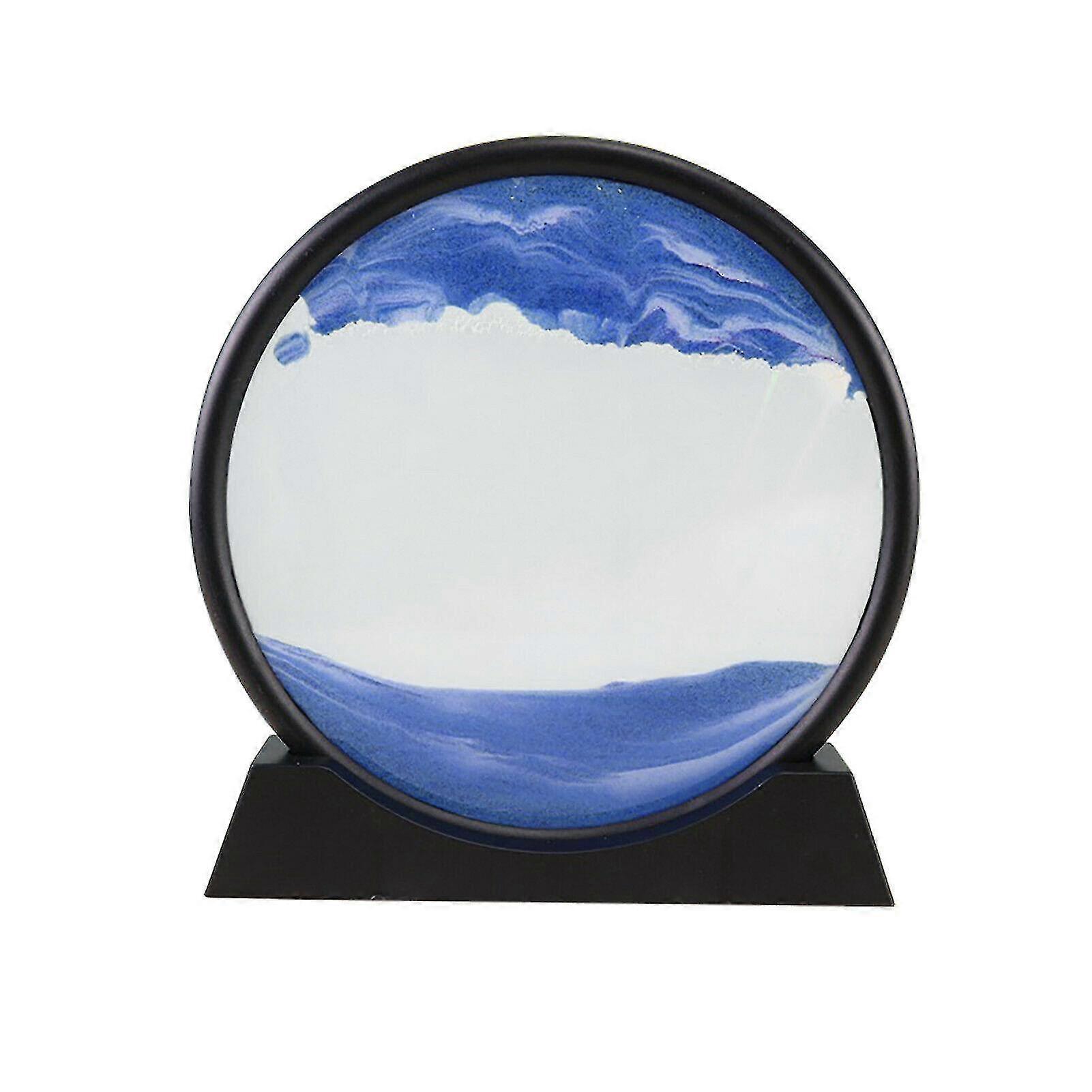 Moving Sand Art Picture Round Glass 3d Natural Landscape Flowing Sa...