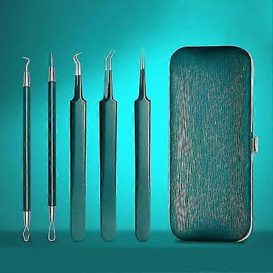 1Set Comedones Extractor Professional Ergonomics Handle Stainless Steel Practical Black Spot Pimple Blemish Remover for Home