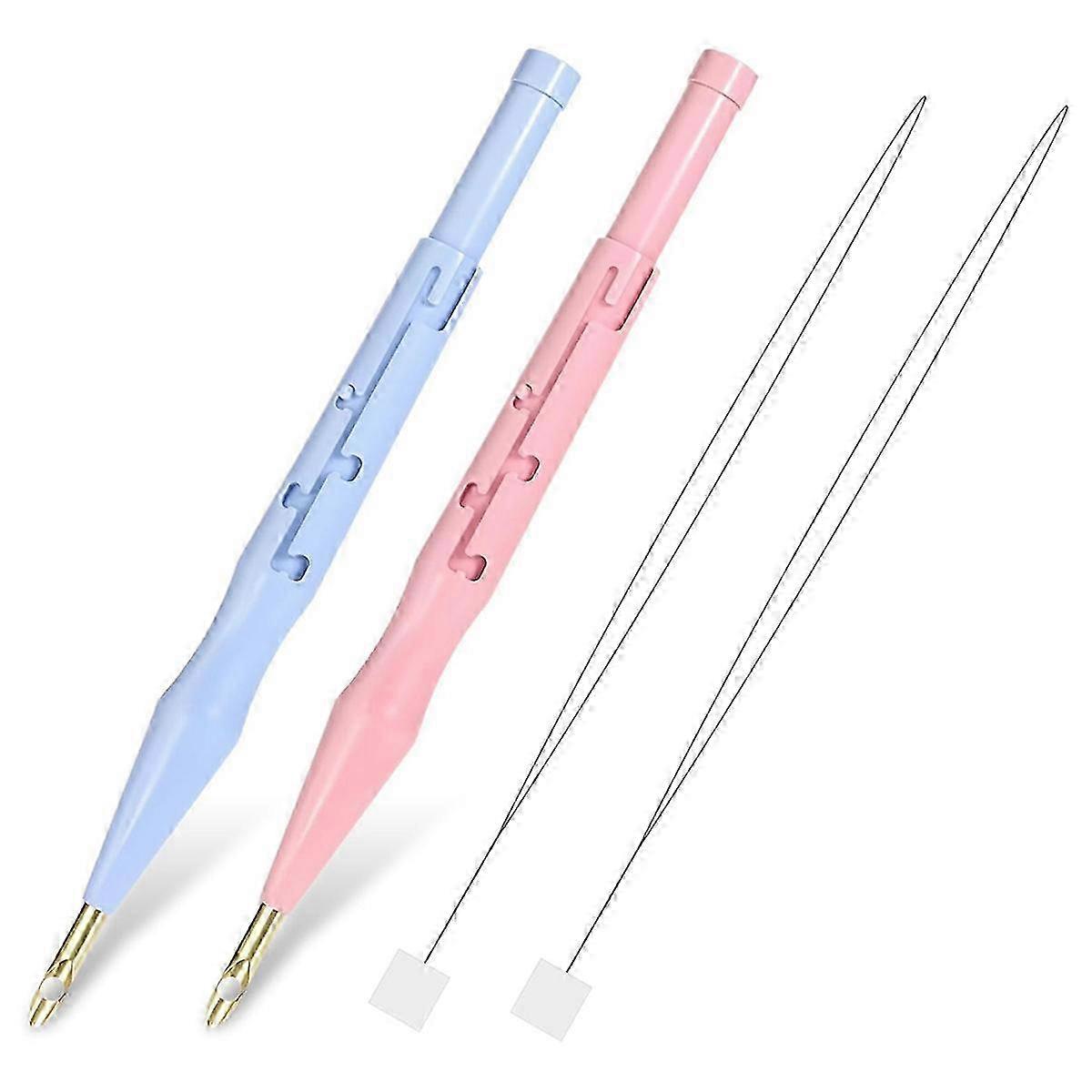 2 Pack Adjustable Embroidery Punch Needle Pen Tool, Punch Needles