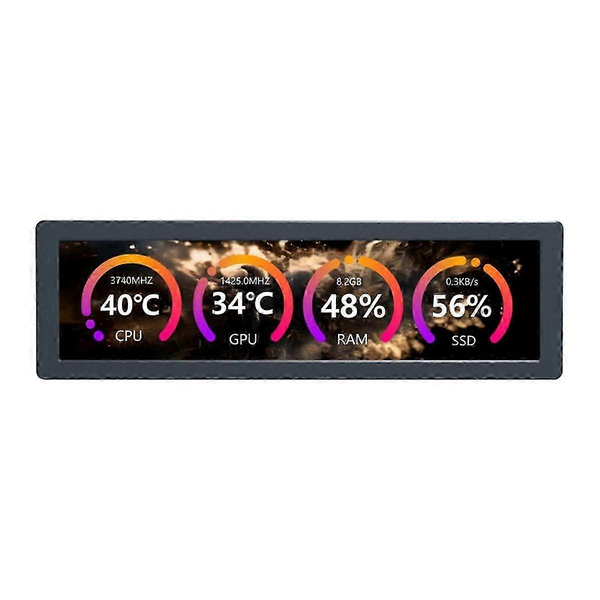 8.8 Inch USB Monitor 1920x480 PC Case Secondary Screen , Space Gray