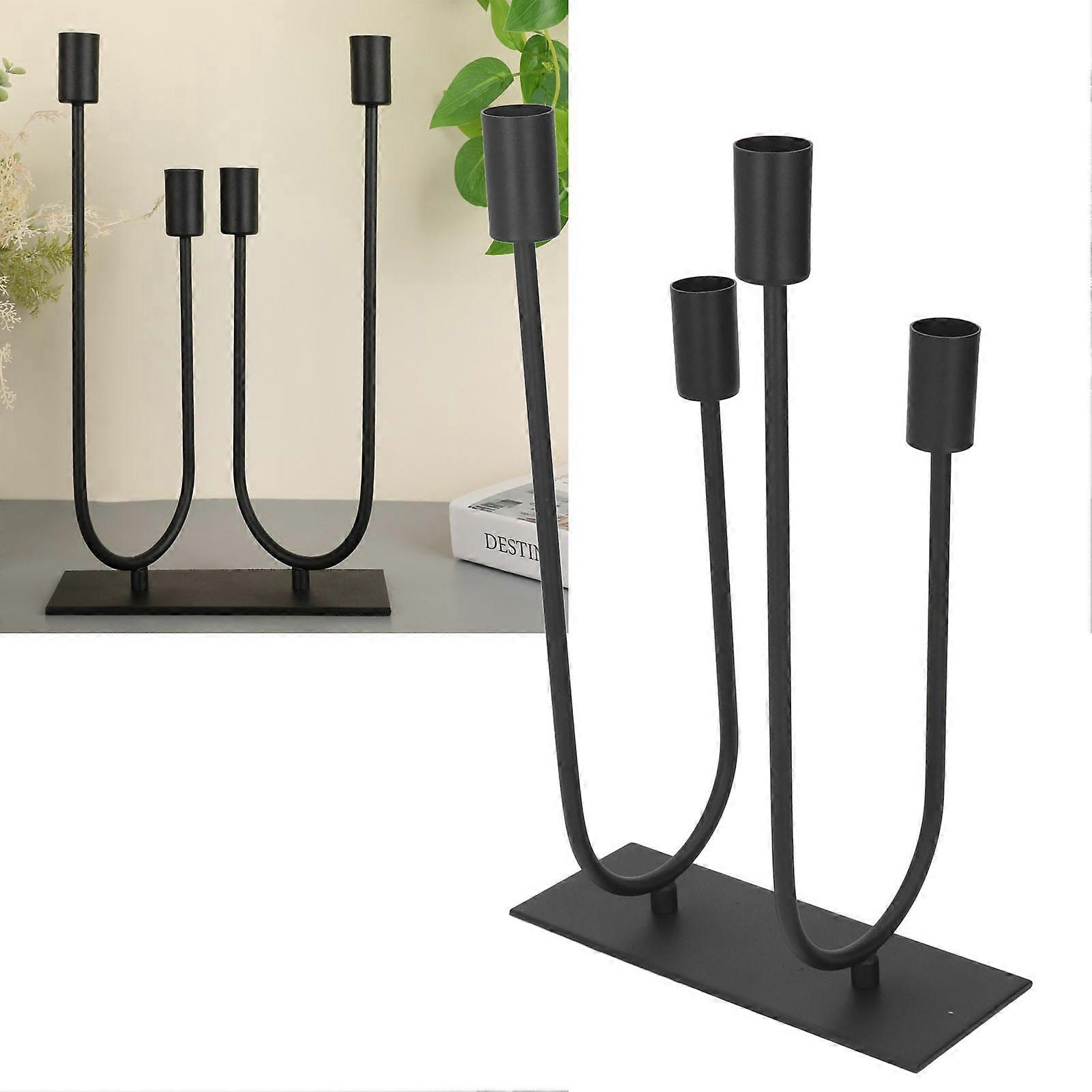4 Arm U Shape Iron Candle Holder Matte Finish 31cm High