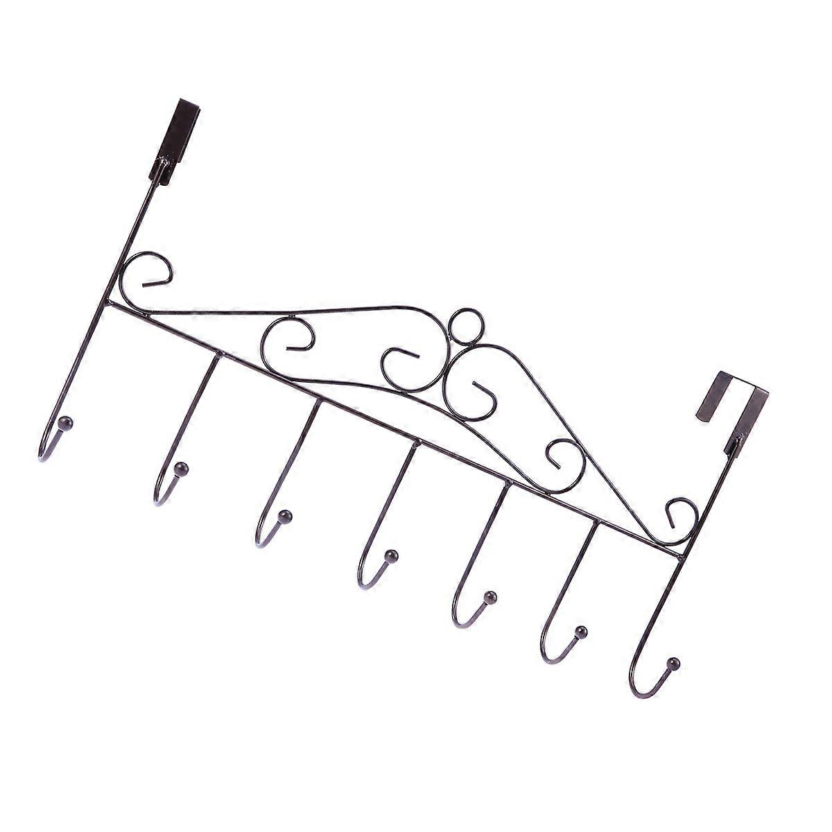 Coffee Iron Hanger with 7 Hooks for Towel Coat Clothes Hat Bag Hanging Fit on .0 Hooks