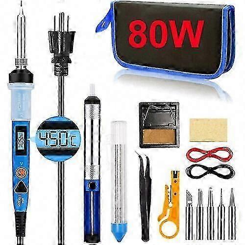 80W Digital Adjustable Temperature Soldering Iron Kit for Electronics Welding Tool
