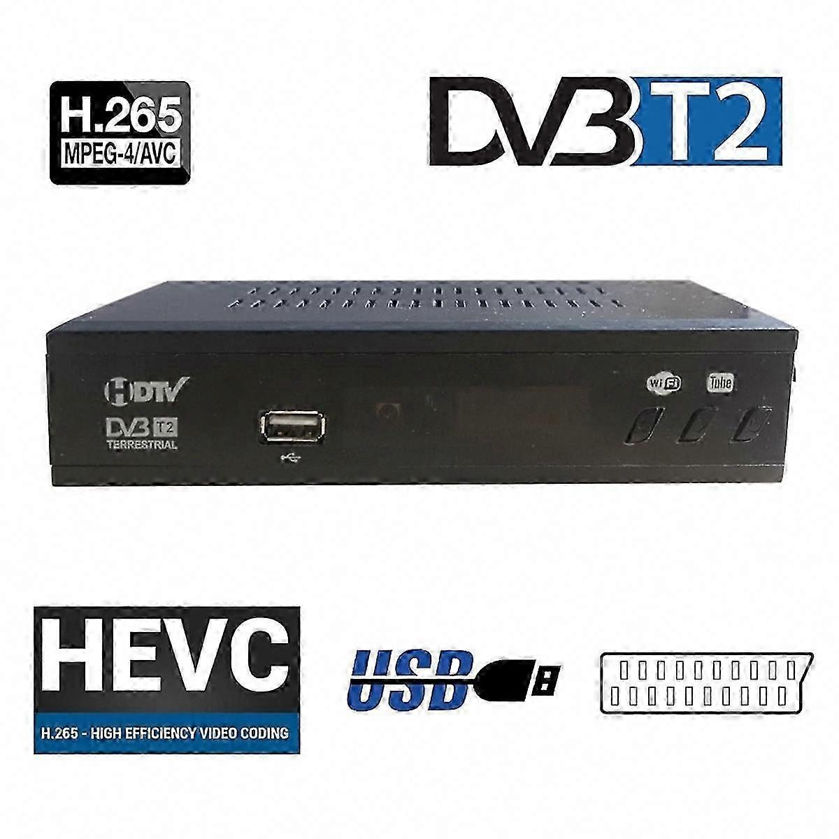 DVB-T2 HEVC H.265 Digital TV Tuner USB Terrestrial Receiver 1080P HD Decoder with EPG Set-Top Box