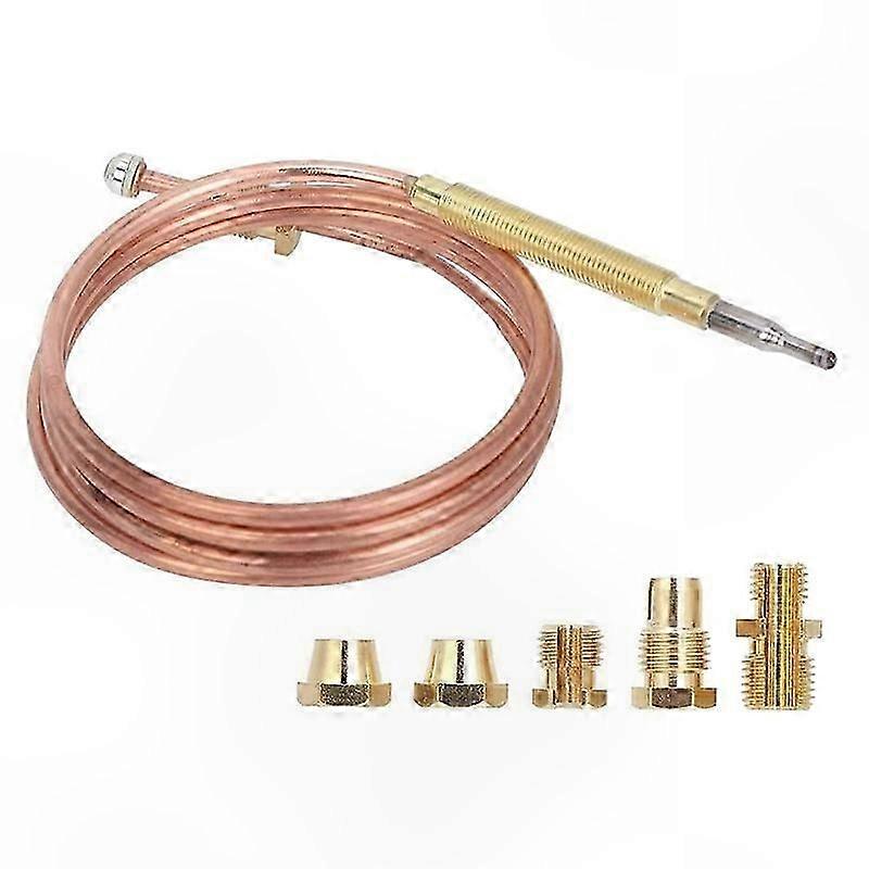 Universal Thermocouple for Gas Stoves with 5 Nuts, Replacement Heating Burner Adapter for Cooking Appliances