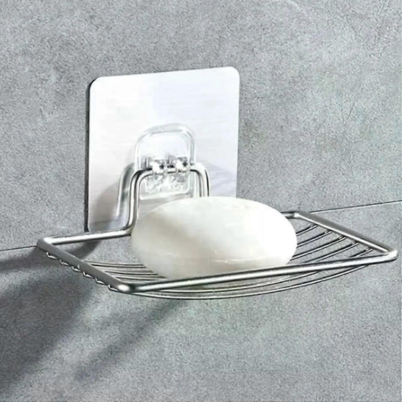 1pc-Stainless steel soap rack, wall mounted soap rack, drainage soap tray, simple soap storage rack in home bathroom