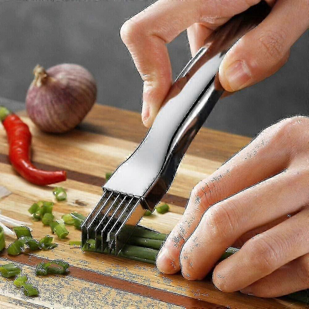Frühlingszwiebelschneider, Edelstahl gehacktes grünes Zwiebelmesser, Frühlingszwiebelschneider Shred Seide Das Messer für grüne Zwiebel Obst Gemüse Knoblauch, Multi-Funk