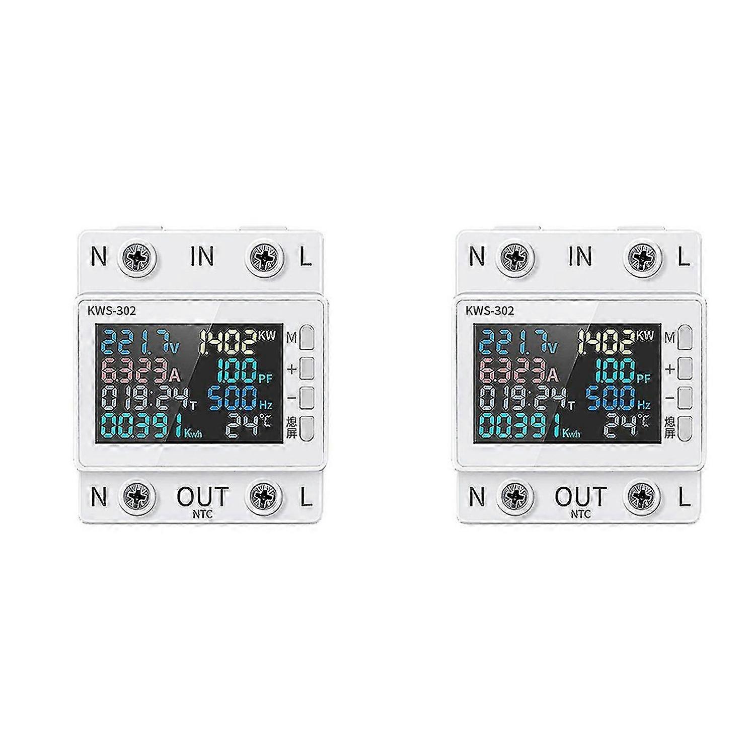 Tuya No WiFi Power Meter Color Screen 2P AC Energy Meter-B