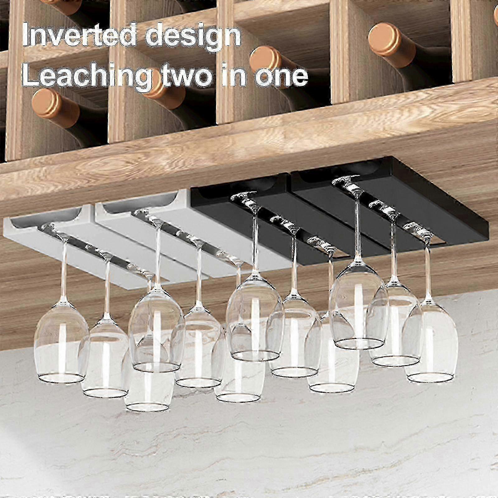 Stemware Rack Organizer with No Drilling Under-Shelf Cabinet Holder for Wine Glasses in Bar or Kitchen 2025