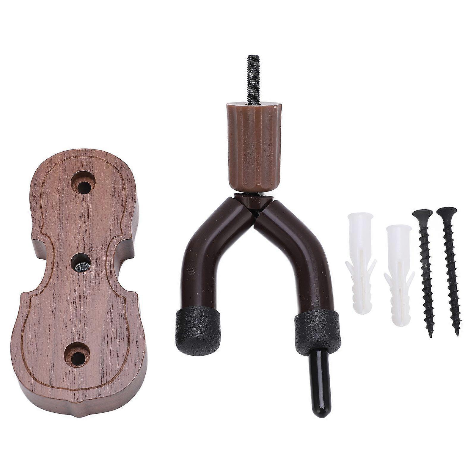 Violin Shaped Wall Mount Black Walnut Wood Colour Violins Hook Holder with Bow Hooks