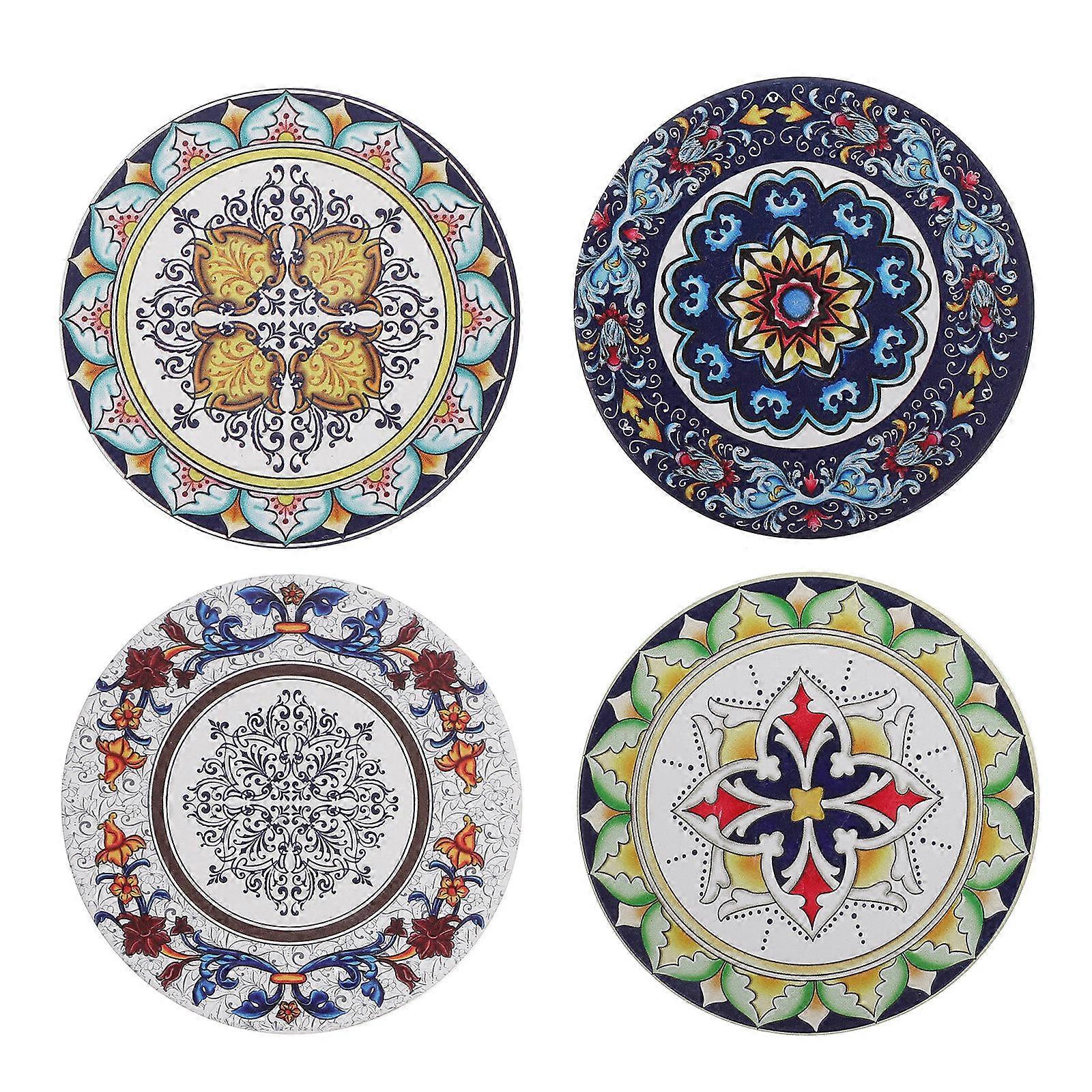 Ceramic Bowl Mats Absorbing Cup Mat for Home 4Pcs Cork Based Set