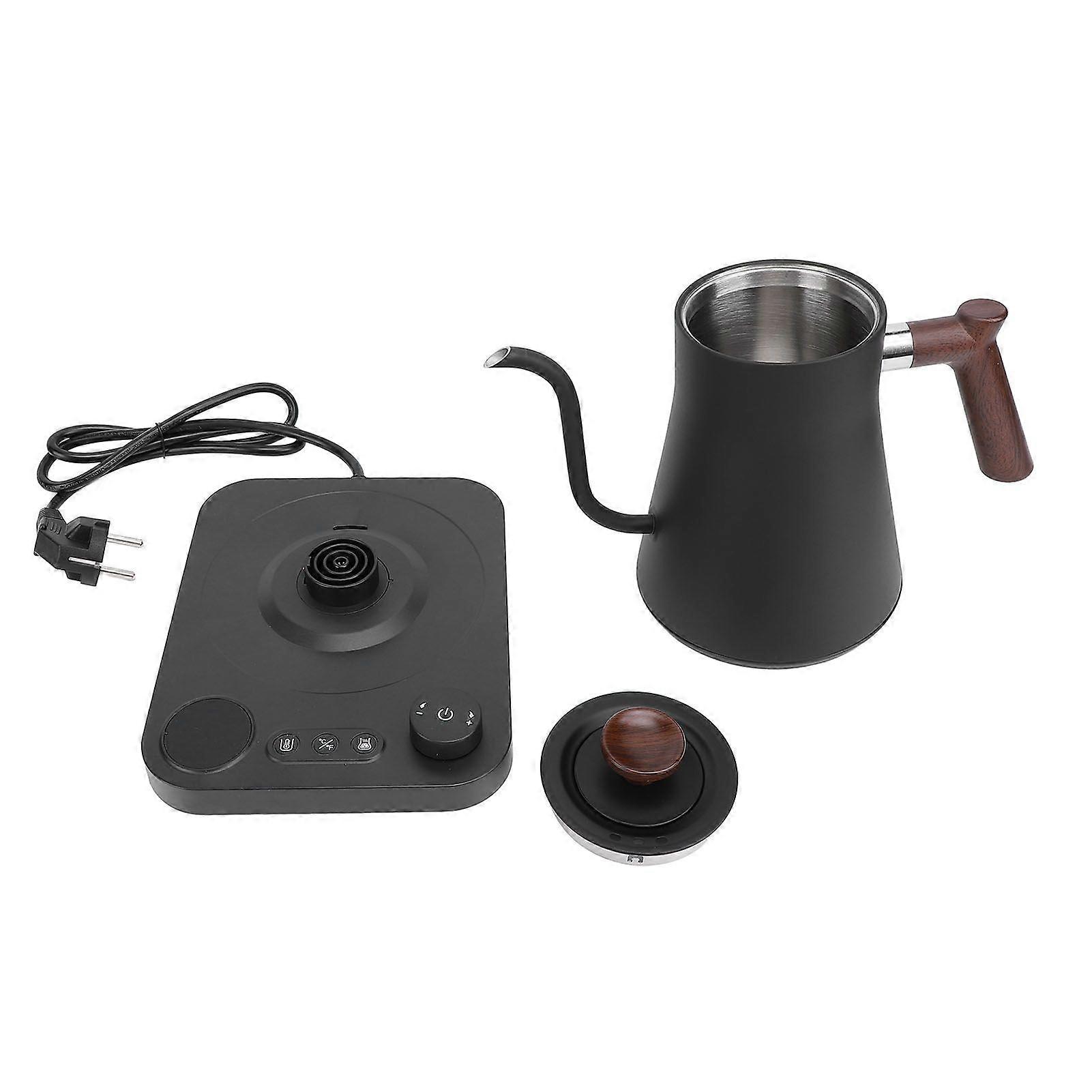 Electric Gooseneck Kettle 1200W 304 Stainless Steel Precise Temperature Control Teapot Pour Over Coffee Kettle with LCD Screen Timer for Home Black EU
