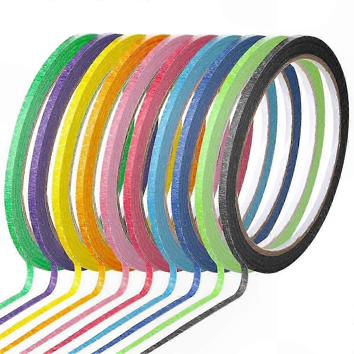 10 Rolls of 1/8 Inch Thin Whiteboard Tape in 10 Colors for School Office Home Use