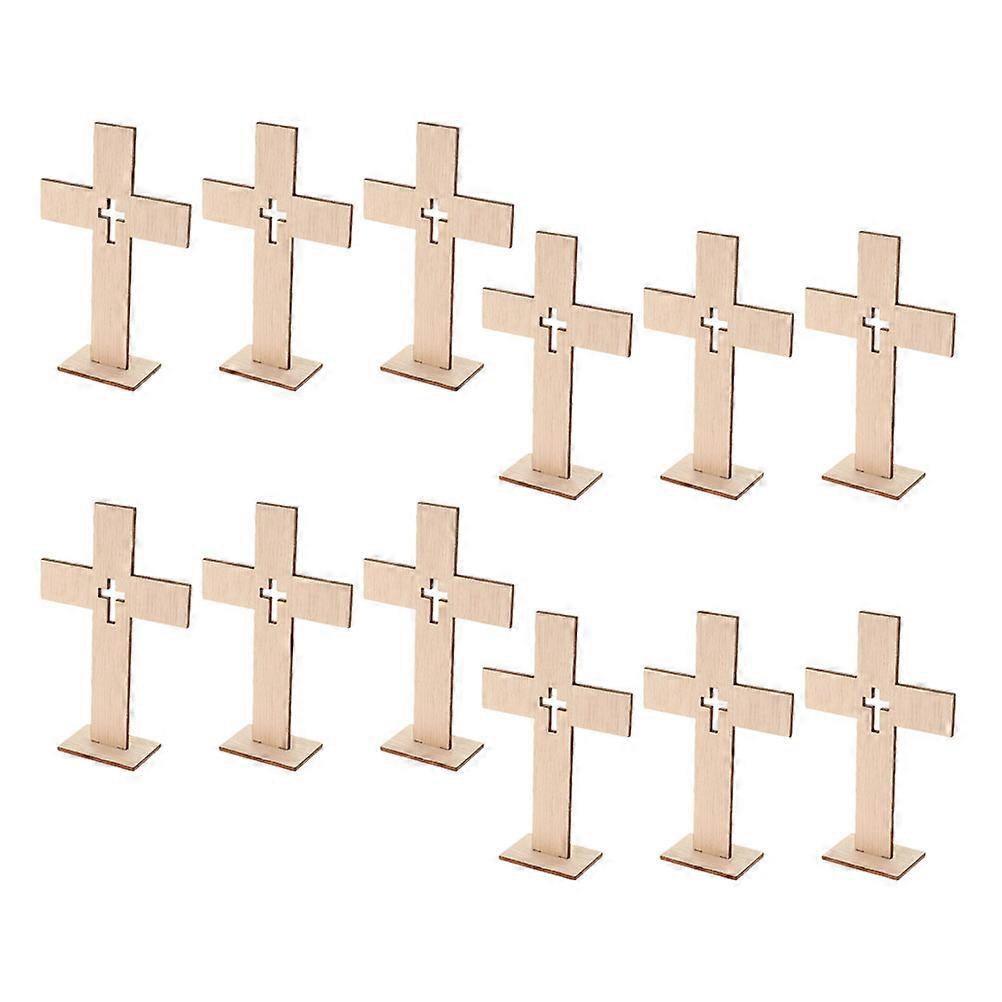 Wooden Crosses for Crafts Standing Crosses Decorative 24Pcs Tabletop Ornaments