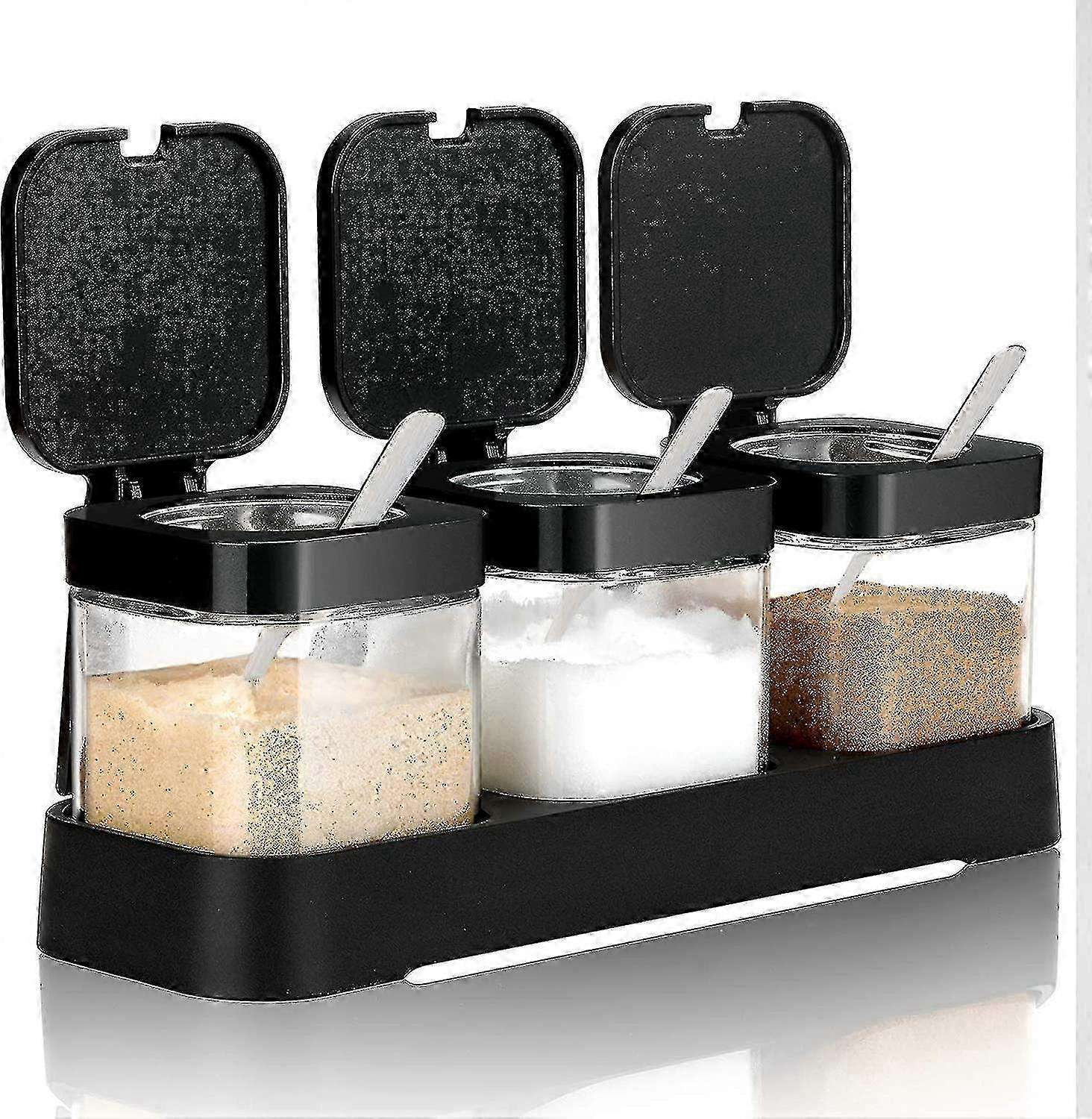 Condiment Jar Spice Container With Lids And Spoons