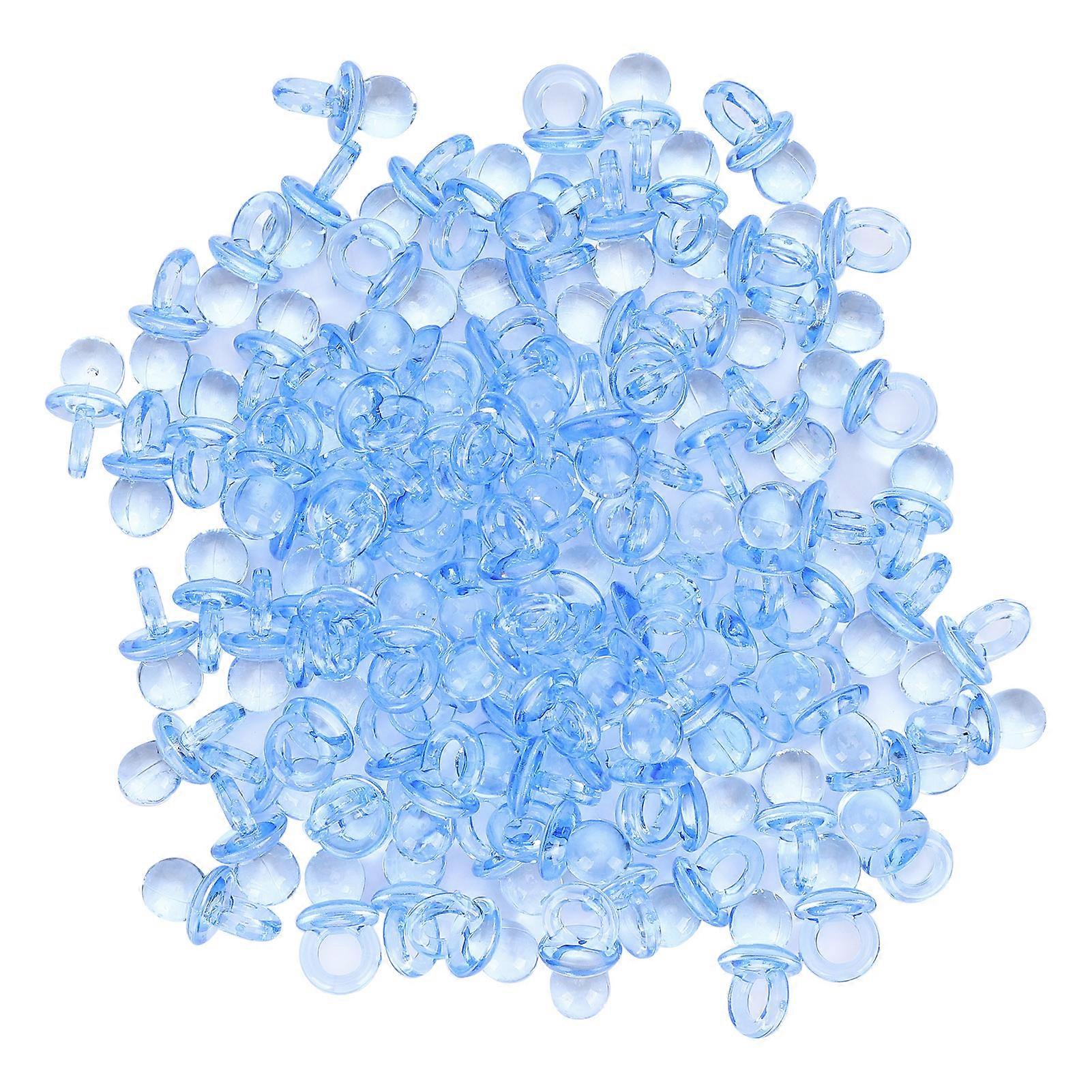 Lot de 200 tétines en acrylique pour bébé, mini accessoires de décoration, cadeau d'anniversaire, baptême, bleu