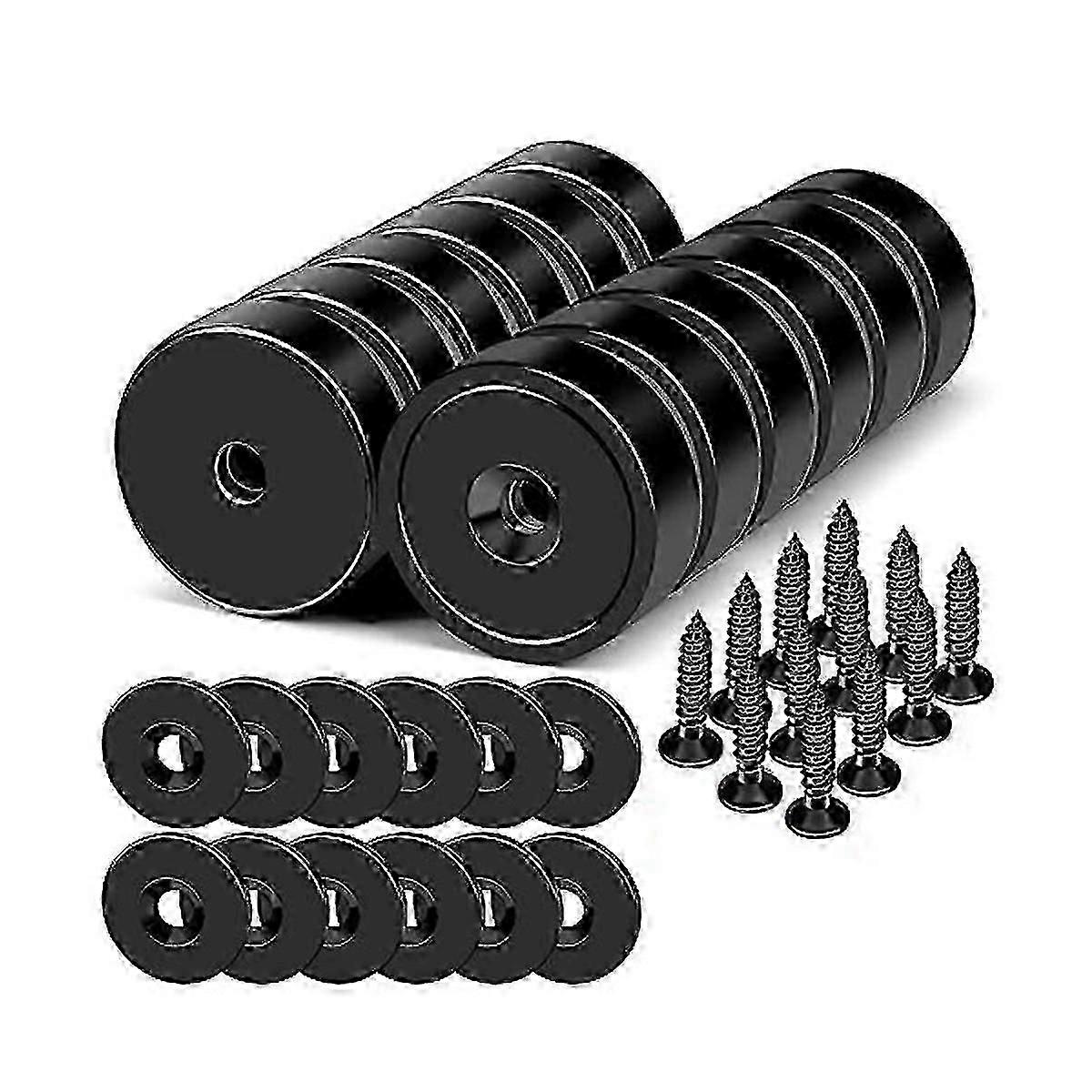 12pack Earth Magnets With Hole, 40lbs Force Neodymium Cup Magnets With Countersunk Hole And Steel Capsule,for Mounting B