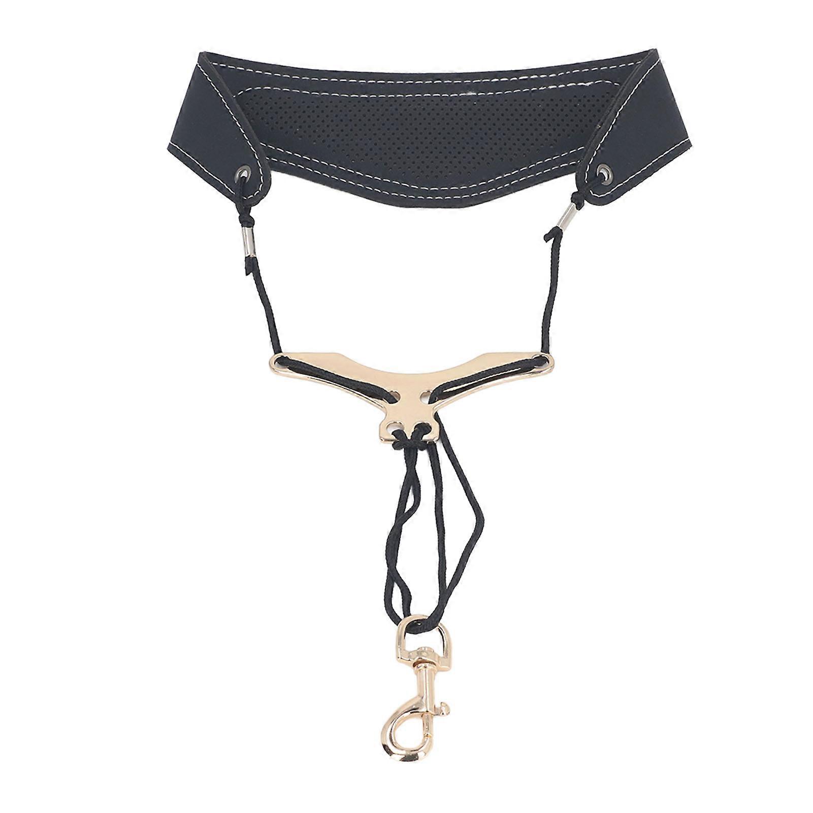 Sangle de cou pour saxophone en cuir respirant et réglable en forme de Y avec mousqueton pivotant en métal noir