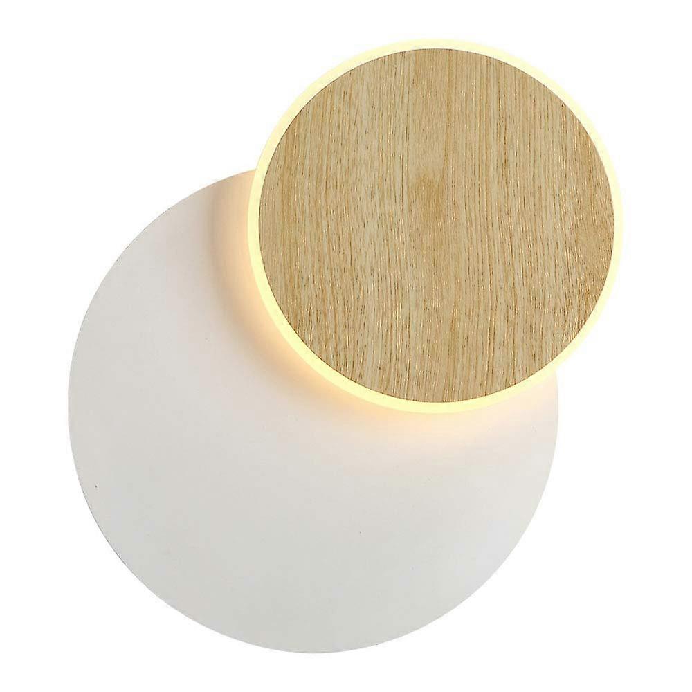 Creative Round Wall Lamp - Nordic Style Iron and Solid Wood Bedside Sconce with Adjustable LED Illumination for Living Room Decor