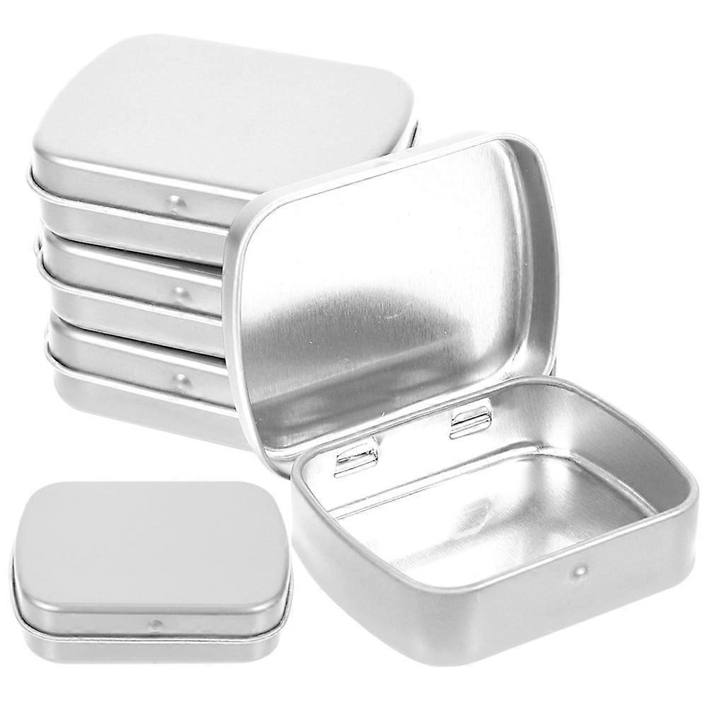 Zonh 5pcs Metal Rectangular Hinged Tins Mini Tin Containers with Lids