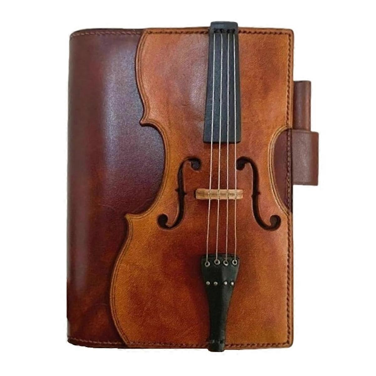 Violin PU-læder notesbog - nodeblok, kohud notesbog med nodedesign, løsbladet