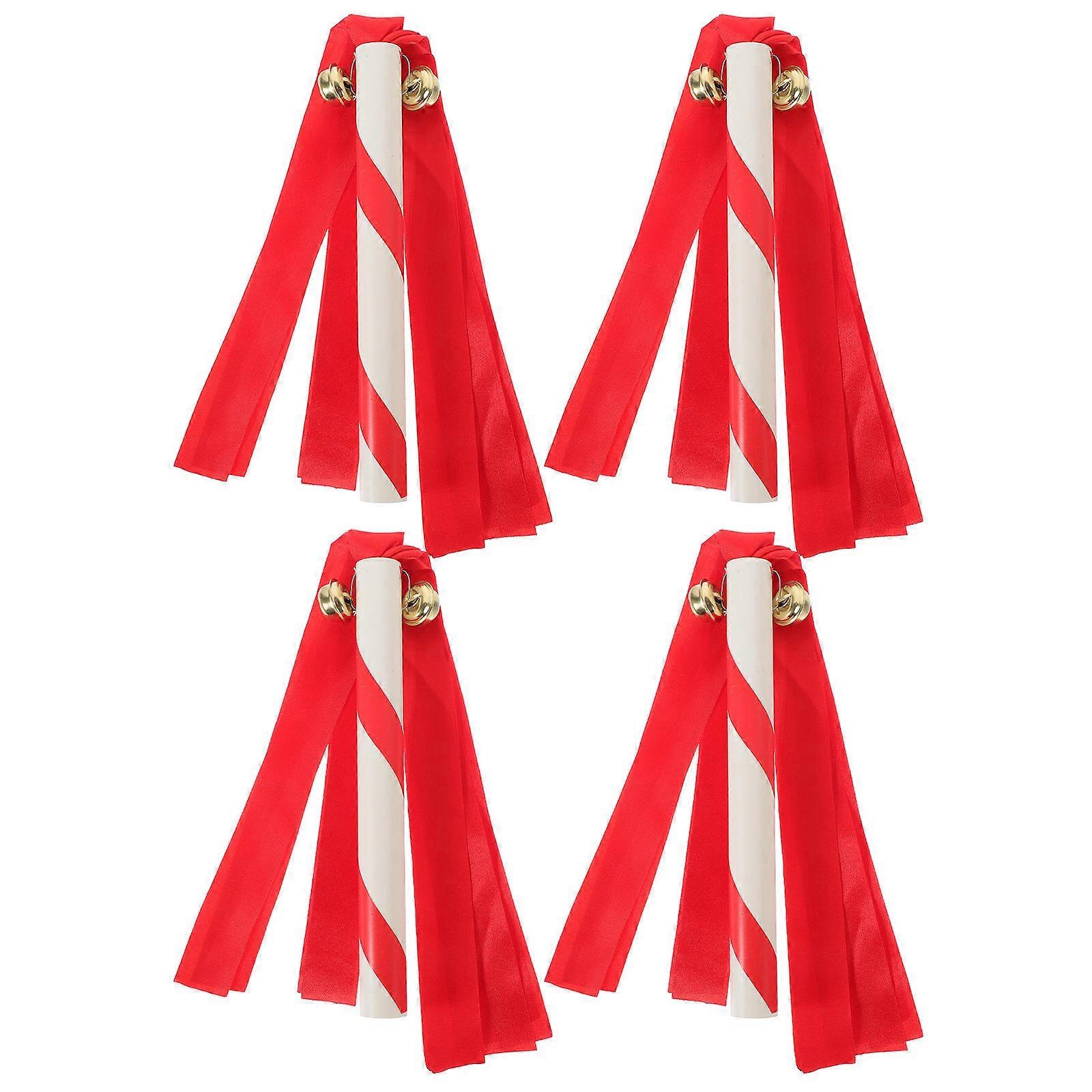 Cheering 16 Pcs Cheerleading Pompom Stick Race Sticks For Children Kindergarten Party Favors Red PVC Performance