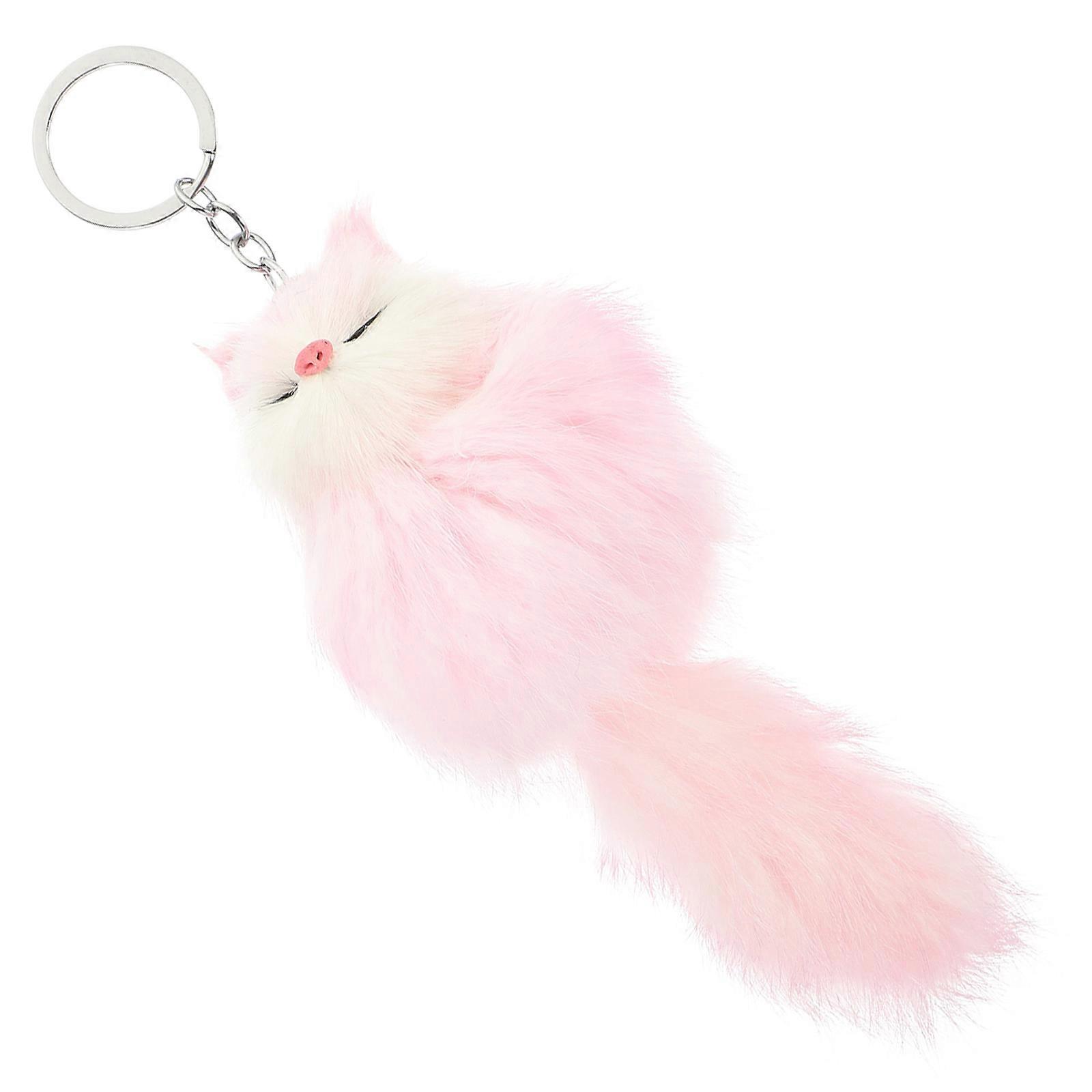 Pink Plush Fox Keychain for Decor Featuring 5Pcs Wear-Resistant Key Chains