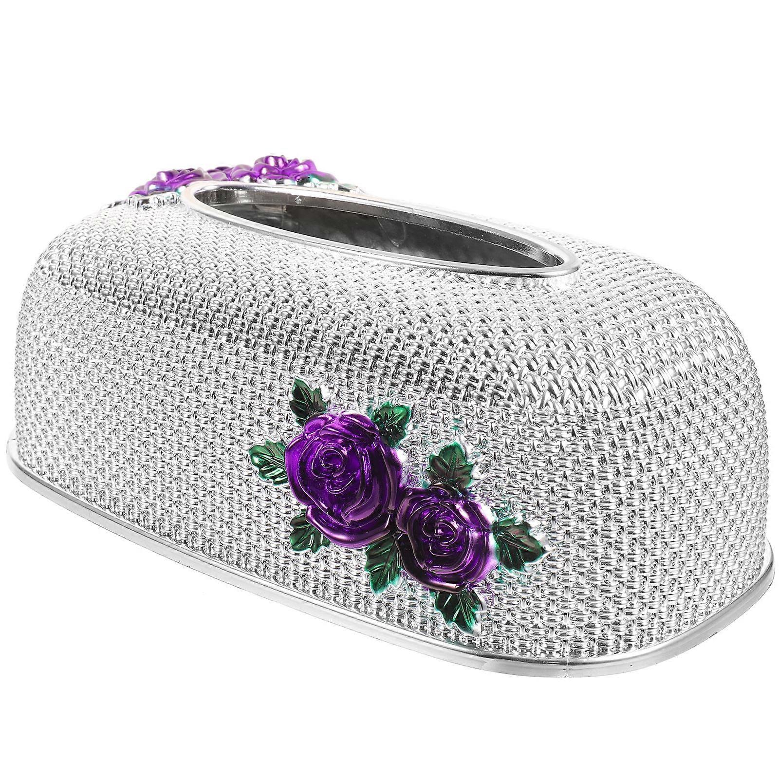 Dust Resistant 4Pcs Tissue Box Cover Rose Pattern Case Storage For Home Use Size 9.63X5.11X3.73In