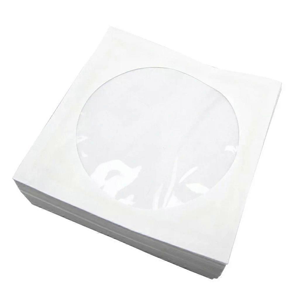 Dustproof Portable CD Storage Box Paper Material Square White 12.5x12.5x0.1cm 100Pack