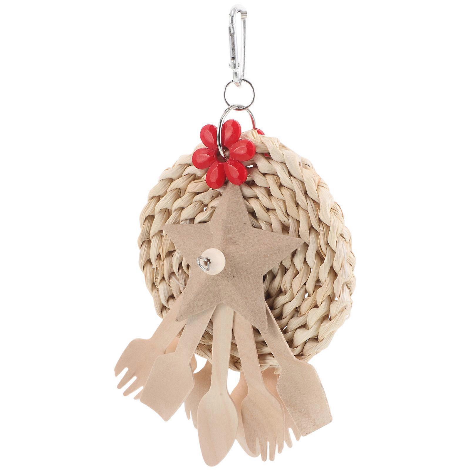Parrot Swing Toy Bird for Chewing 3Pcs Cage Ornament with Spoon Fork