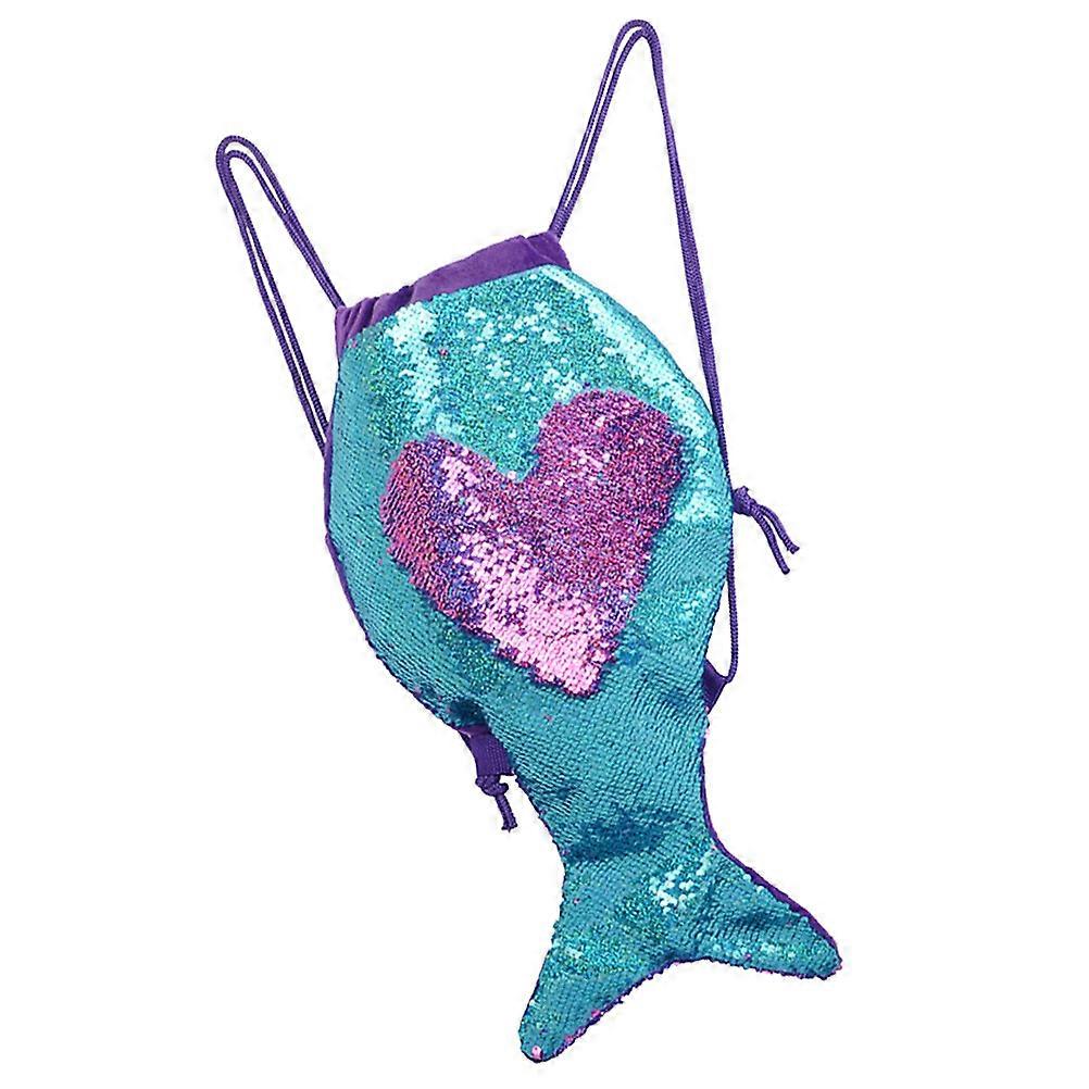 Drawstring Bag Sequin Backpack for Storage 3Pcs Mermaid Tail Shape Pouch
