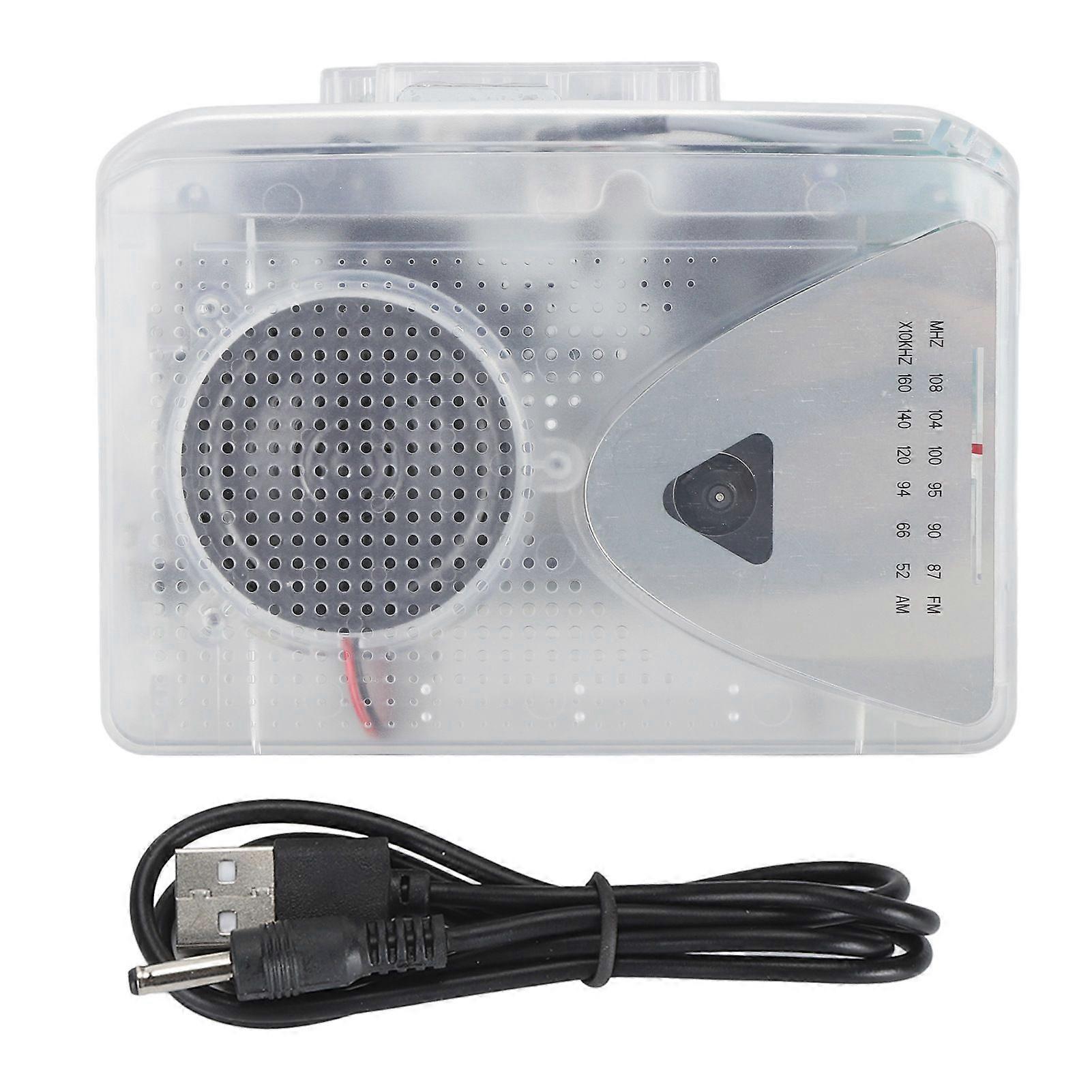 Cassette Tape to MP3 Converter Auto Reverse Clear Stereo 3.5mm Headphone Jack Portable Cassette Player Recorder Converter Transparent