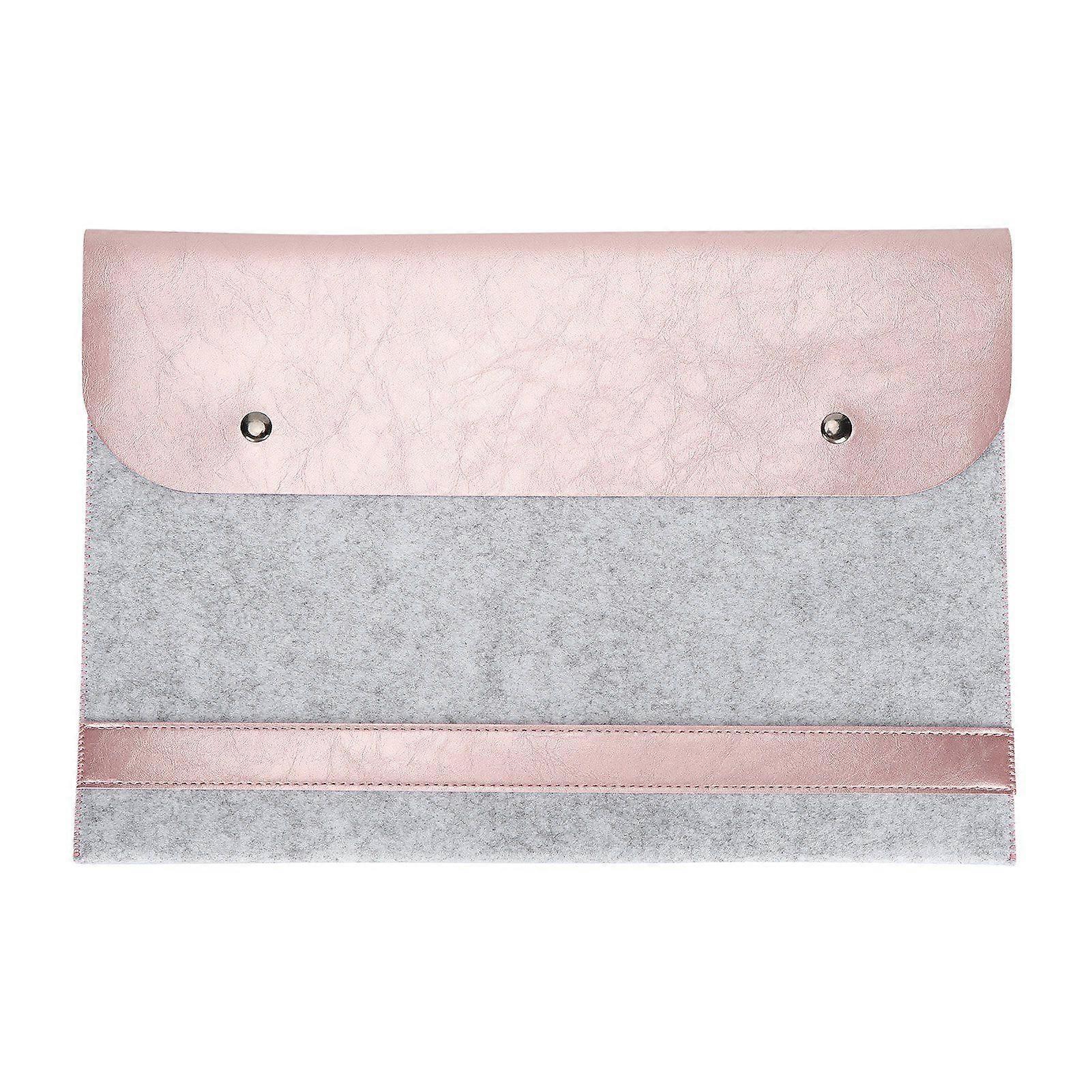 Laptop Sleeve Flip Type Protective Double Layer Felt Microfiber Computer Bag for MacBook Air/Pro 13Inch ModelsRose Gold