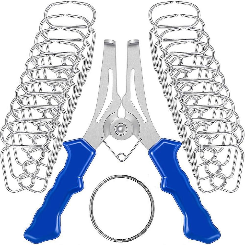 Miter Spring Clamps Pliers with 20 Miter Spring Clamps for Woodworking, Picture Frames, Wood Trim, Moldings with Ring