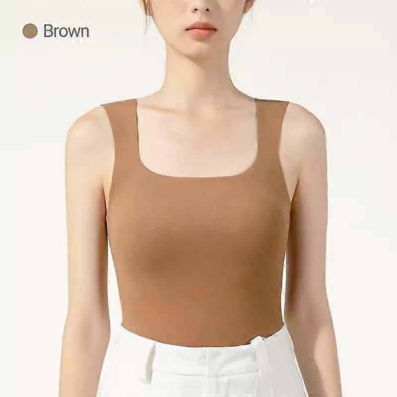 Square Neck Thermal Tank Top with Built in Removable Bra