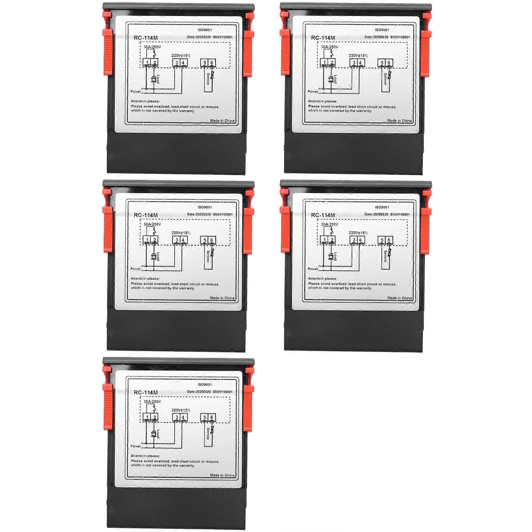 5X 220V/30A Digital Temperature Controller Rc-114M Thermostat Relay Output -30-300 Degree with Ntc Sensor