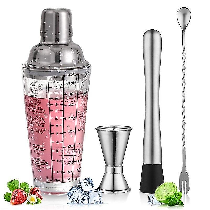 Bar Ice Picks 4pcs/set Bar Tools Stainless Steel Scale Cocktail Shaker Bartender Mixing Glass Fruit Shakers