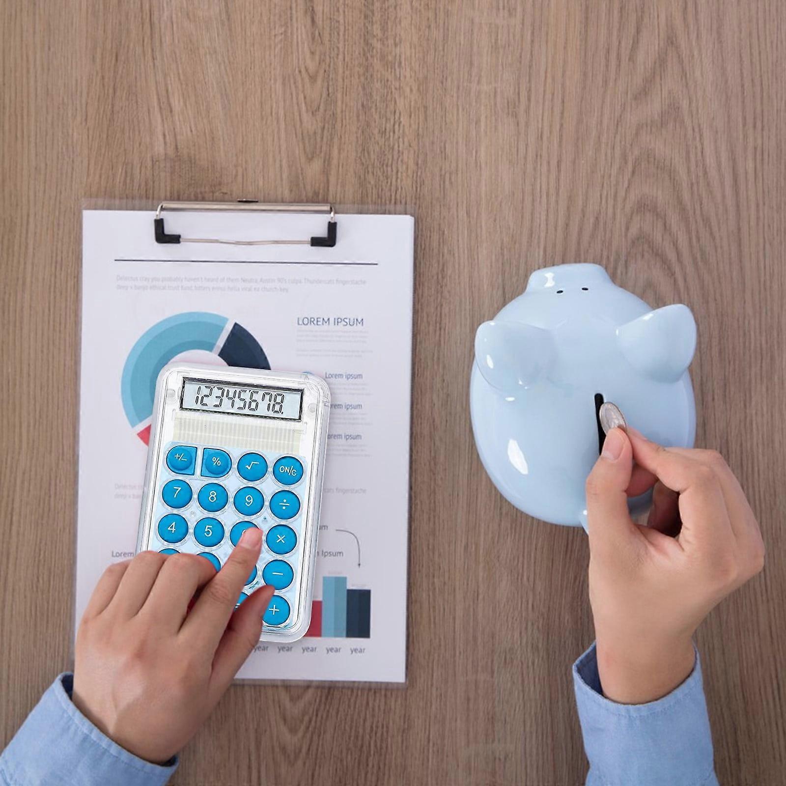 Cute Transparent 8-Digit Calculator for Students, Mini Desktop Electronic Calc, Size 5.4x0.8x8.6cm - Weekly Deals