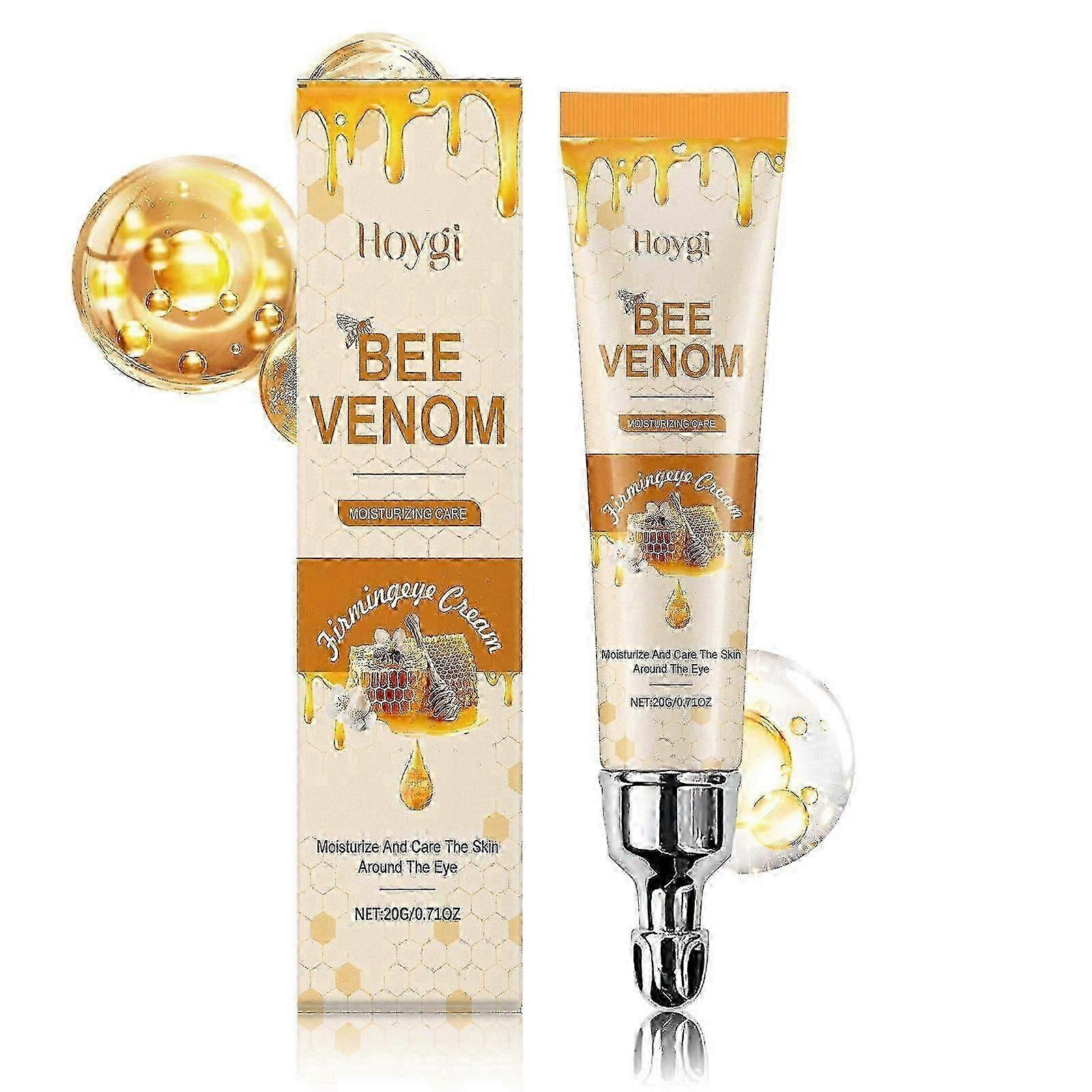 Crème hydratante pour les yeux au venin d’abeille pour les rides, les yeux gonflés, les cernes et les poches sous les yeux Traitement, crème anti-âge et raffermissante pour les yeux à l’acide hyaluronique A