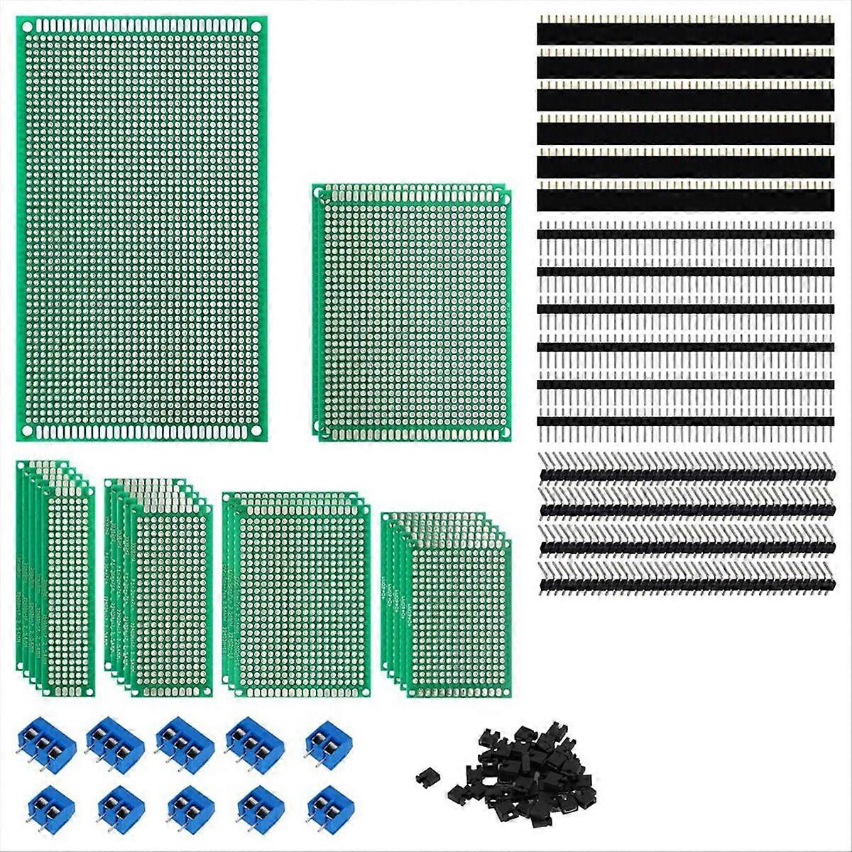 147-Piece PCB Circuit Board Prototype Kit - Double-Sided Perf Boards