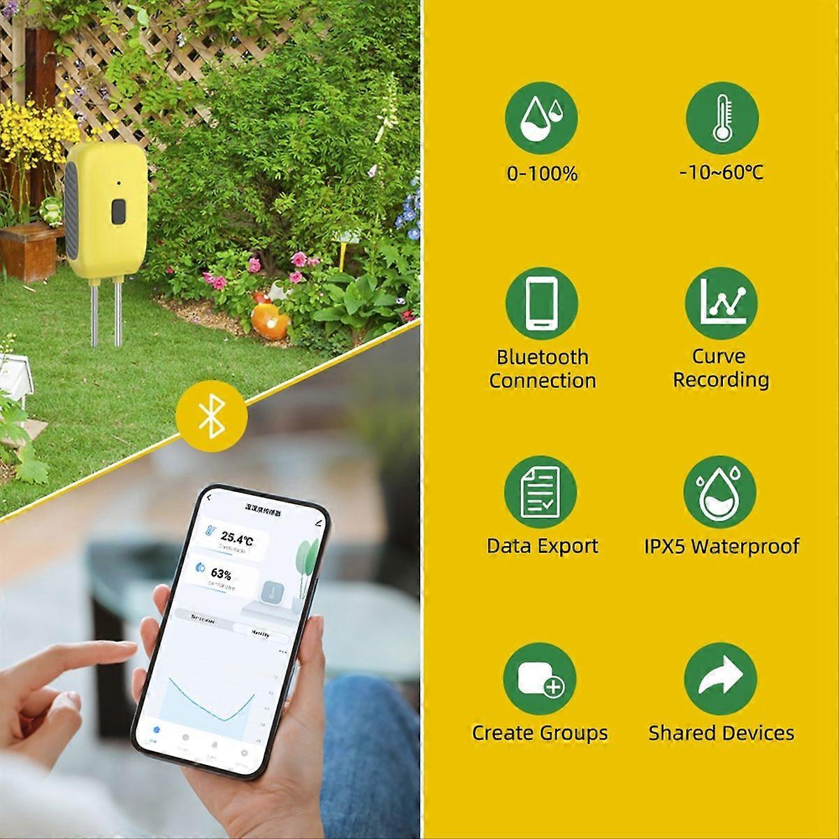 Bluetooth Soil Tester Temperature Humidity Test Meter APP Control